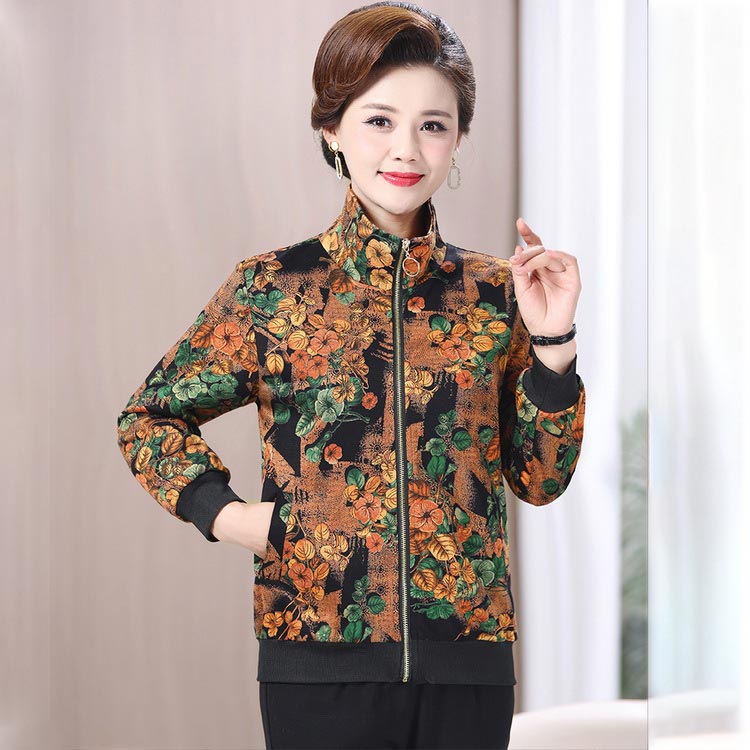 Women’s Casual Print Short Full-zip Jacket