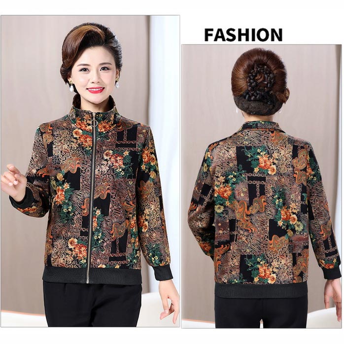 Women’s Casual Print Short Full-zip Jacket