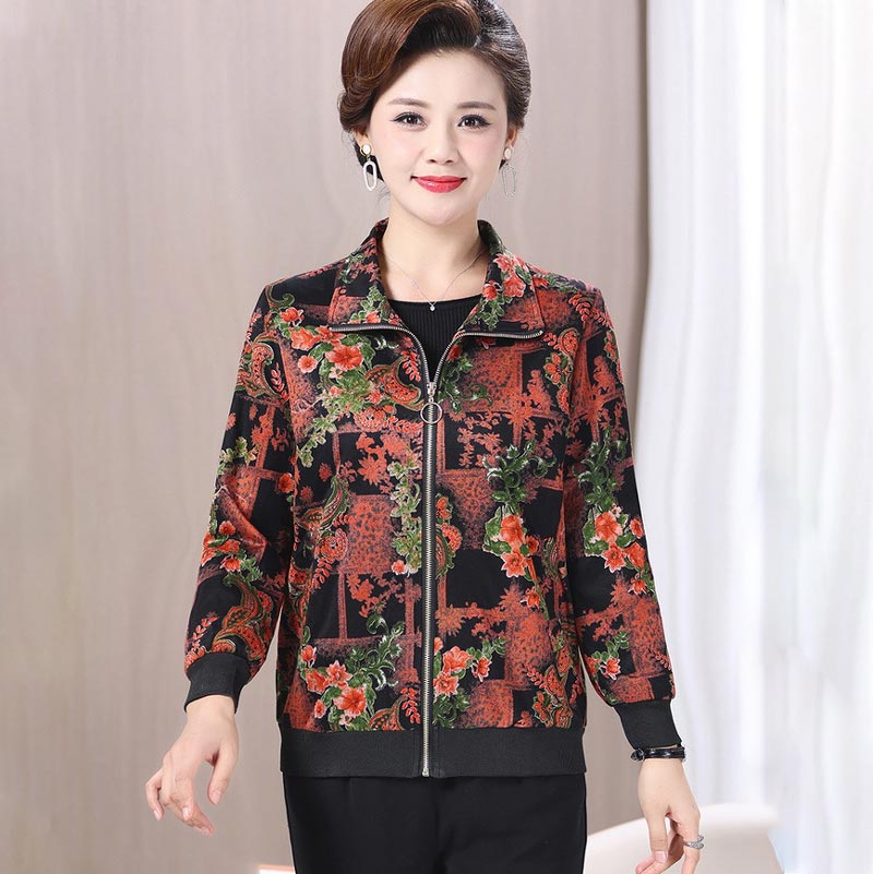 Women’s Casual Print Short Full-zip Jacket