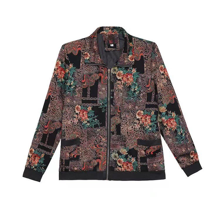 Women’s Casual Print Short Full-zip Jacket