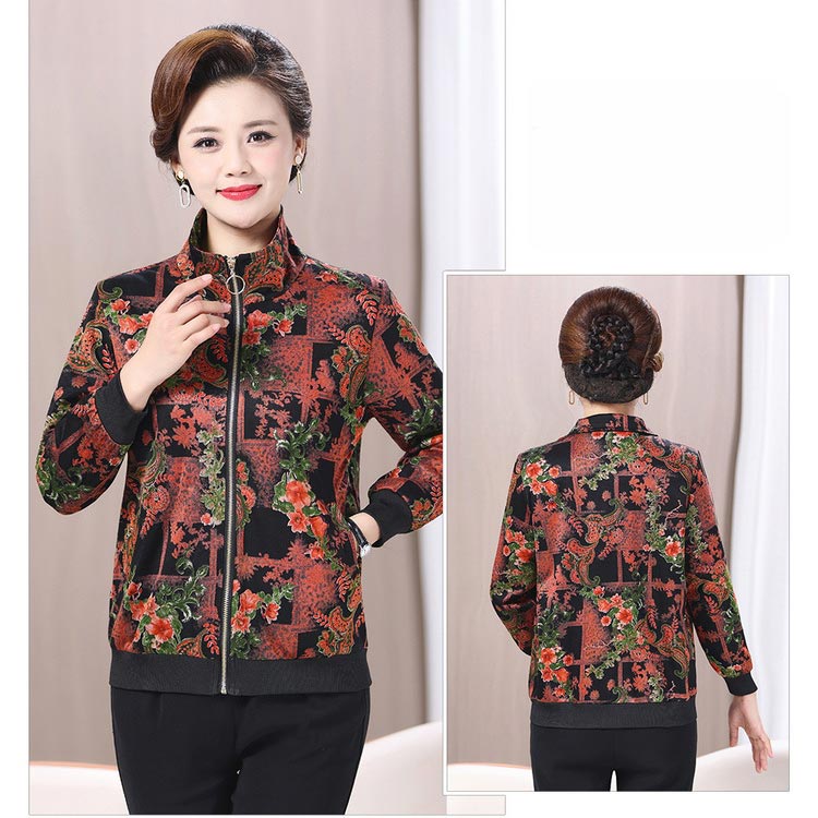 Women’s Casual Print Short Full-zip Jacket