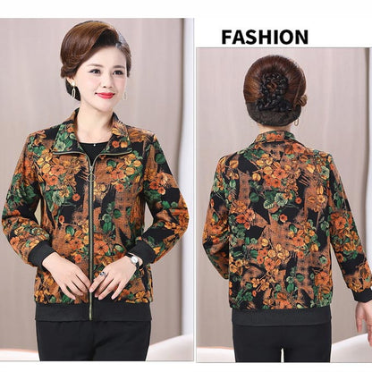 Women’s Casual Print Short Full-zip Jacket