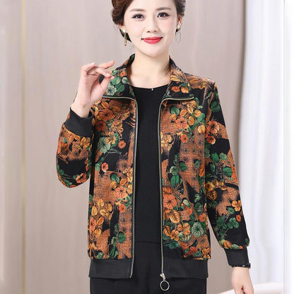 Women’s Casual Print Short Full-zip Jacket