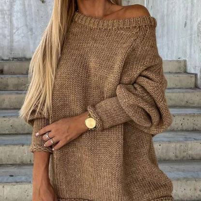 Women's Solid Knitted Round Neck Sweater