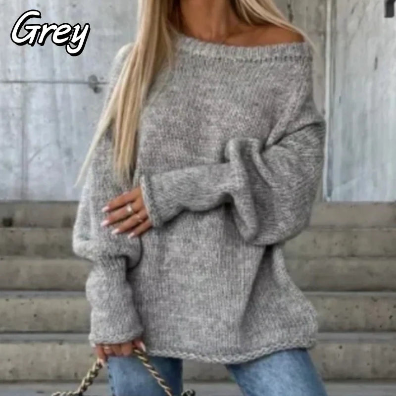 Women's Solid Knitted Round Neck Sweater