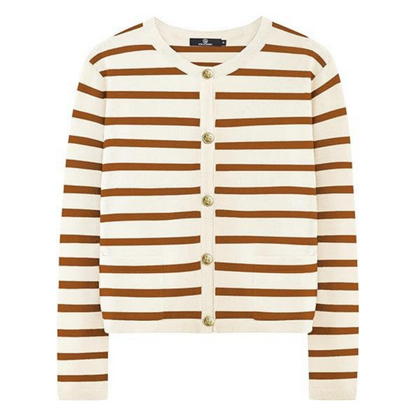 Trendy Striped Cardigan Sweater with Pockets