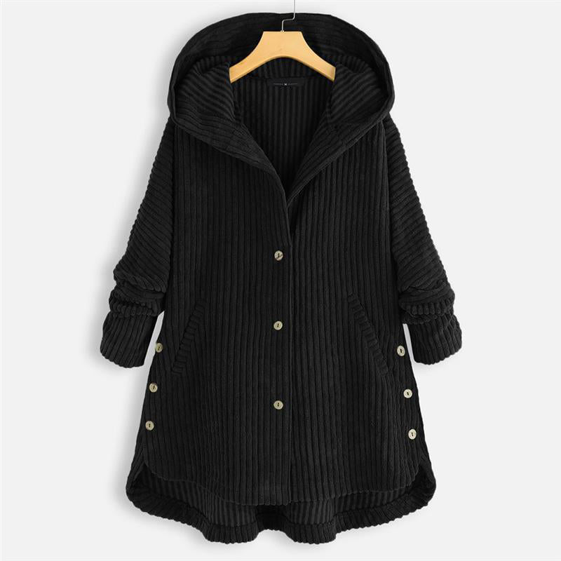 🌷Casual Solid Color Thickened Hooded Button Coat