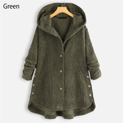 🌷Casual Solid Color Thickened Hooded Button Coat