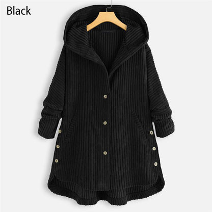 🌷Casual Solid Color Thickened Hooded Button Coat