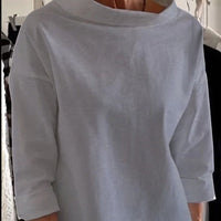 Casual Standing Collar Solid Color T-Shirt