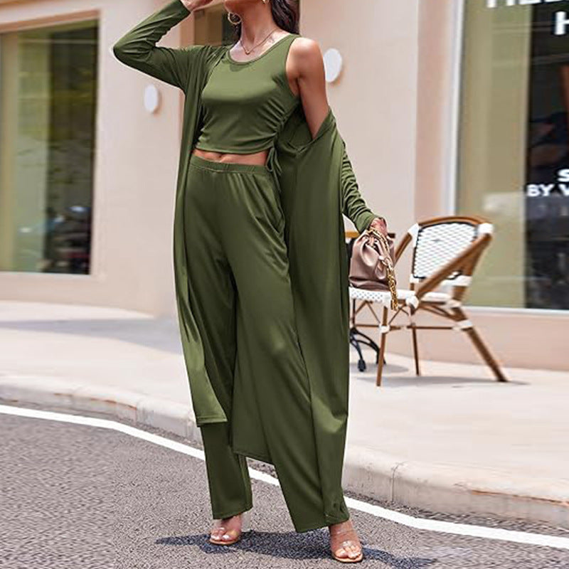 Women’s Solid Color Casual 3-Piece Set