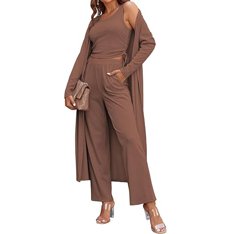 Women’s Solid Color Casual 3-Piece Set