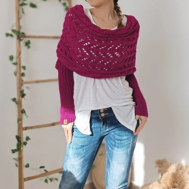 💥Women’s Knitted Cut-Out Shawl Poncho Wrap