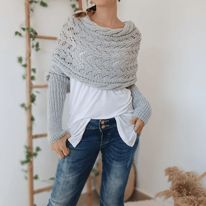 💥Women’s Knitted Cut-Out Shawl Poncho Wrap