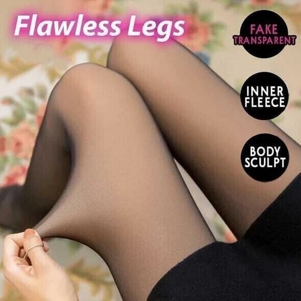 BUY 1 GET 1 FREE Flawless Legs Fake Translucent Warm Plush Lined Elastic Tights