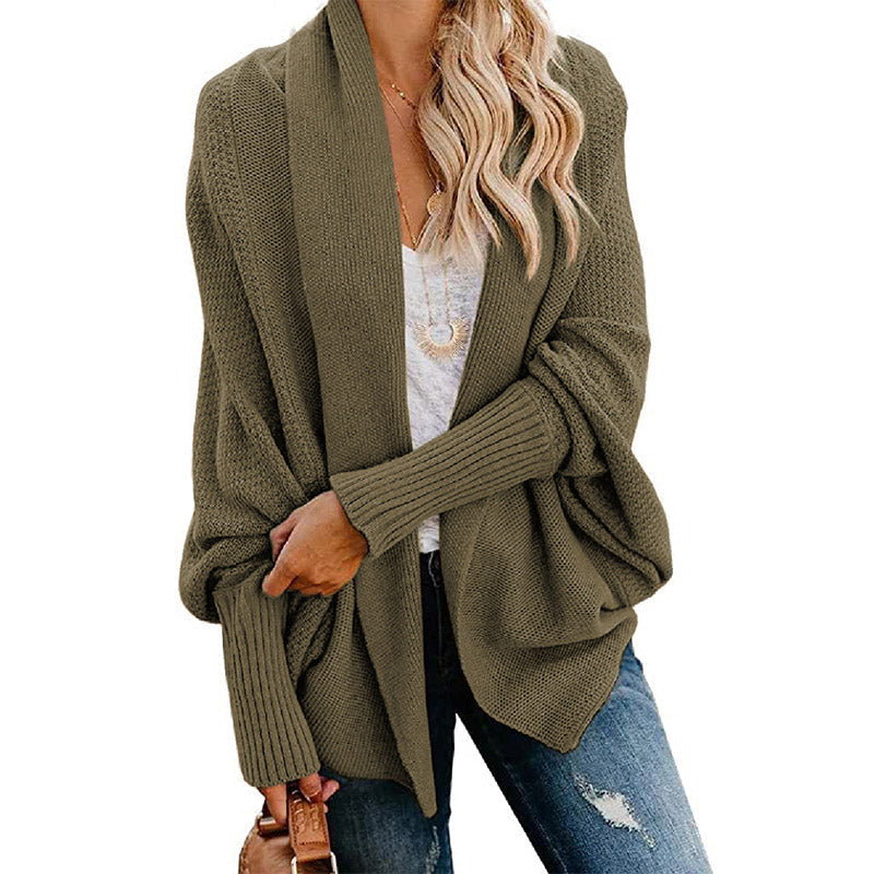 Batwing Cable Knitted Slouchy Oversized Cardigan Sweater