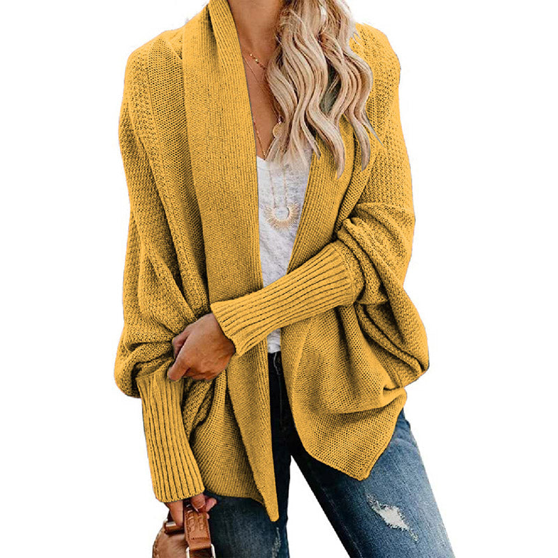 Batwing Cable Knitted Slouchy Oversized Cardigan Sweater