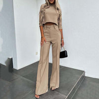 Women's Elegant Crop Top & Wide-Leg Pants Set