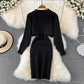 Women’s Two Piece Sweater Set Crop Top & Bodycon Dress