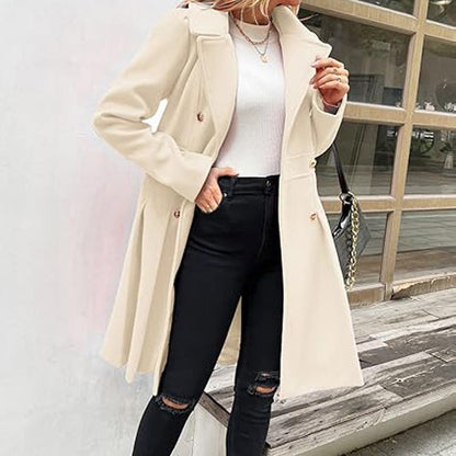 Women's A-line Slim Long Tweed Coat