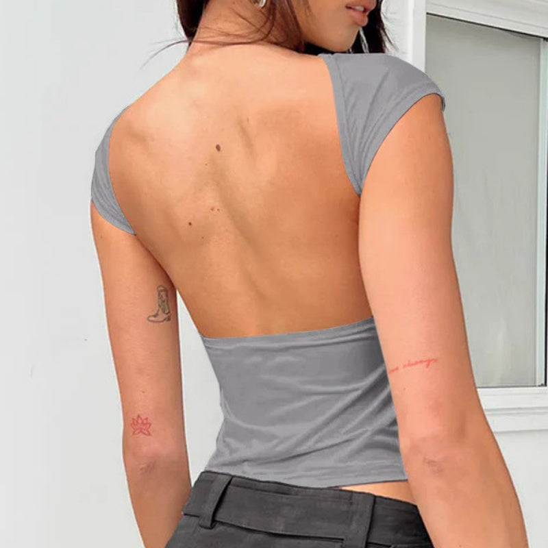 Women’s Sexy Backless Slim Fit Solid Color Top