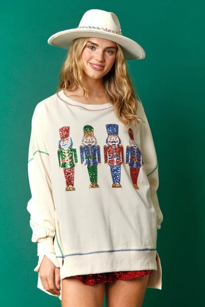 🔥Hot Sales - 49% OFF🔥Christmas sequin print crew neck long sleeve sweatshirt