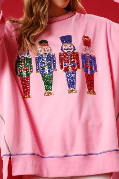 🔥Hot Sales - 49% OFF🔥Christmas sequin print crew neck long sleeve sweatshirt