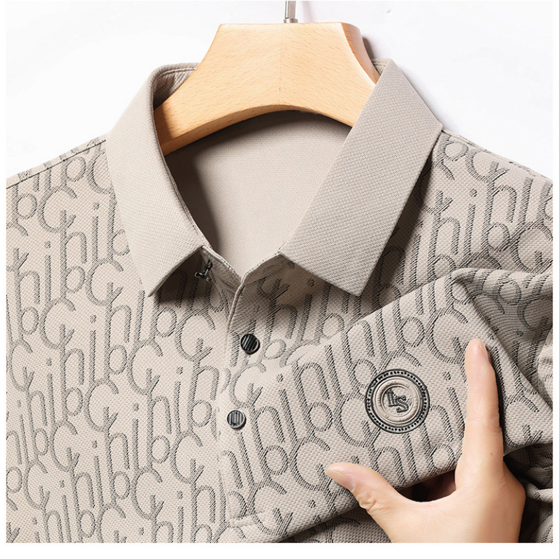 Men's Letter Print Lapel Long Sleeve Shirt