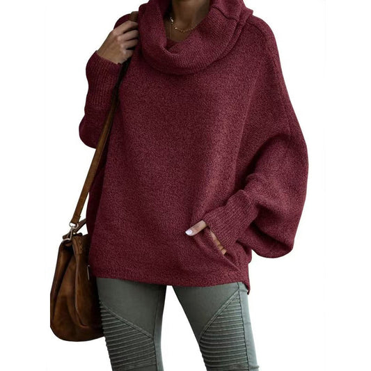 Batwing Cowl Neck Sweater with Pocket