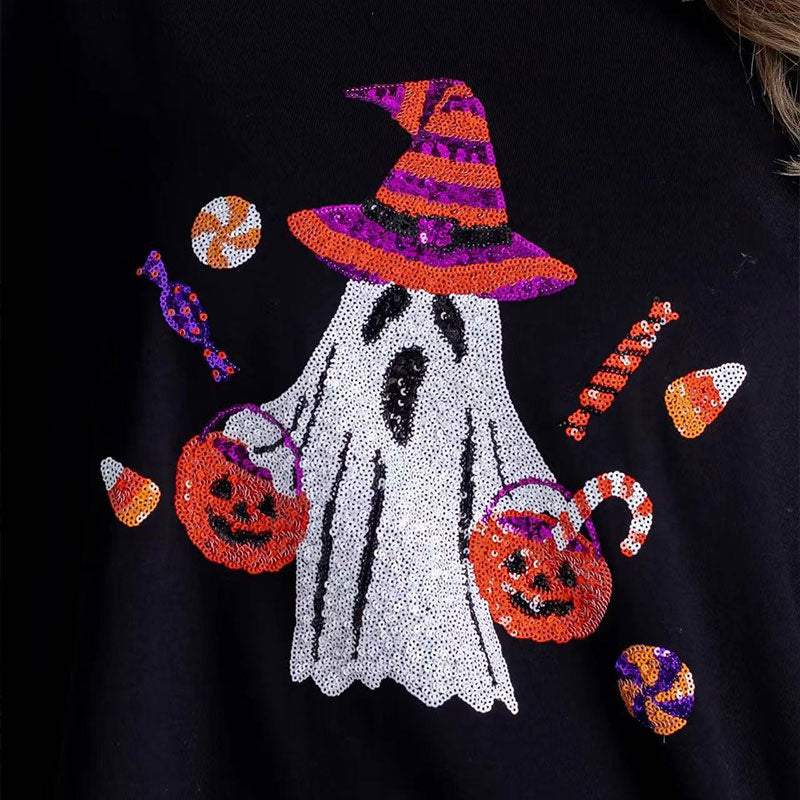 Women’s Trendy Halloween Ghost Sequin Sweatshirt