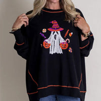 Women’s Trendy Halloween Ghost Sequin Sweatshirt