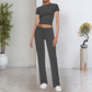 Women's Casual Solid Color T-Shirt & Straight Leg Pants Set