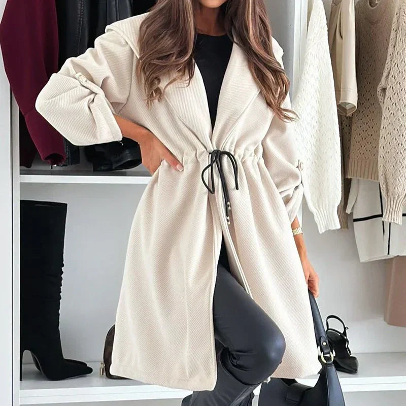 Women’s Trendy Tie Waist Hooded Long Coat