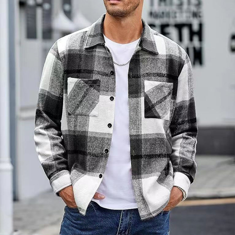 Men's Casual Thickened Warm Plaid Jacket