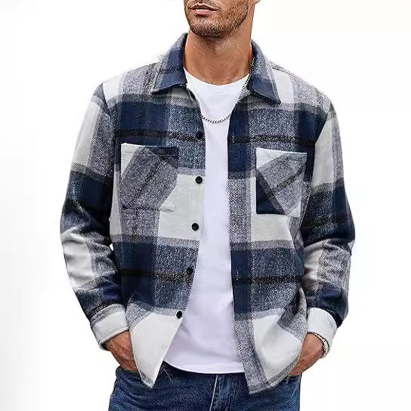 Men's Casual Thickened Warm Plaid Jacket