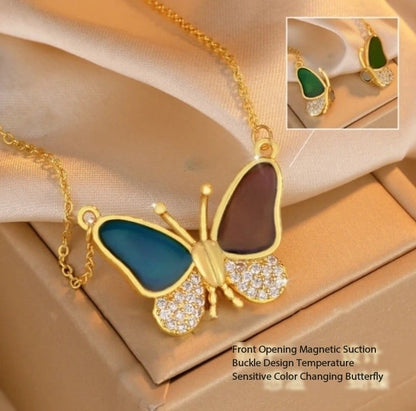 Hot Sale🔥Magnetic Gradient Gemstone Butterfly Necklace