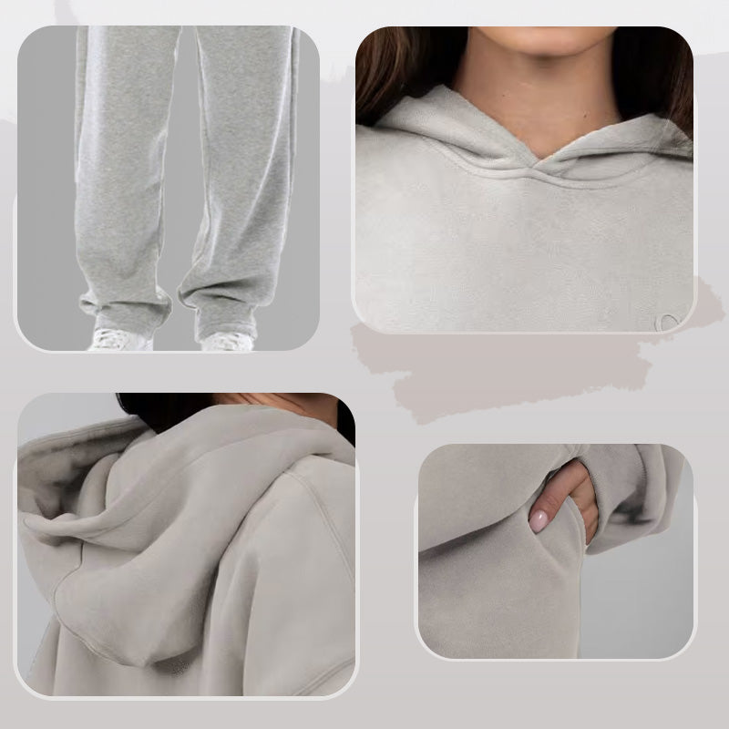 Unisex Solid Color Oversized Hoodies & Sweatpants Set