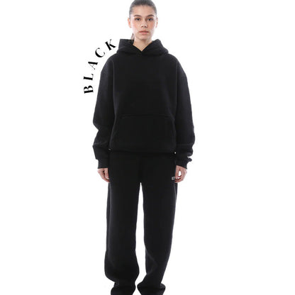 Unisex Solid Color Oversized Hoodies & Sweatpants Set