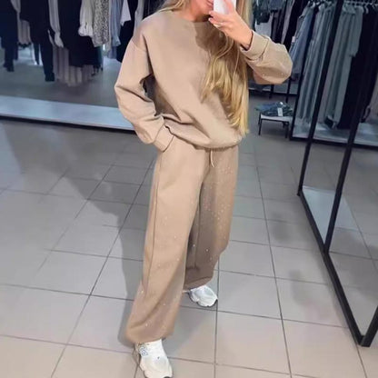 💎Women’s Round-neck Casual Sports Sweatshirt and Jogger Pants 2-piece Set