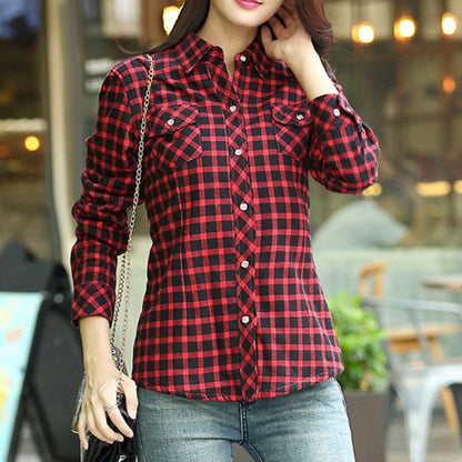 Women's Trendy Plaid Long Sleeve Warm Shirt