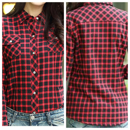 Women's Trendy Plaid Long Sleeve Warm Shirt