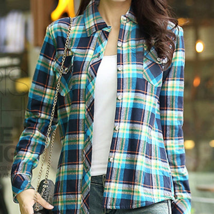 Women's Trendy Plaid Long Sleeve Warm Shirt