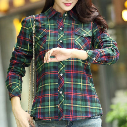 Women's Trendy Plaid Long Sleeve Warm Shirt