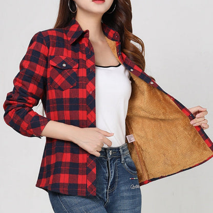 Women's Trendy Plaid Long Sleeve Warm Shirt