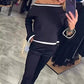 Women’s Casual Chic Long-sleeve Top and Straight Pants Set