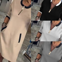 Women’s Trendy Casual V Neck 3/4 Sleeve Dress