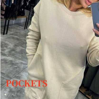 💃Seasonal Specials💃Women's Round Neck Long Sleeve Sweater Dress