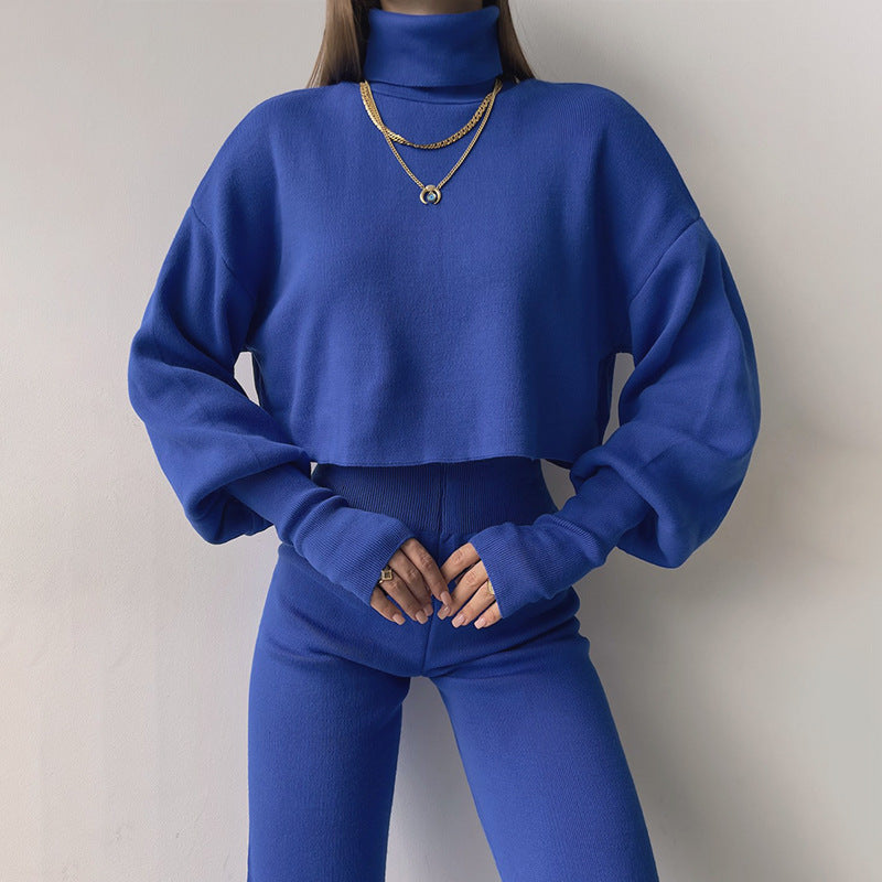 💕💃Seasonal Specials💃💕Women's Long-sleeve High Neck Crop Top and Pants Set