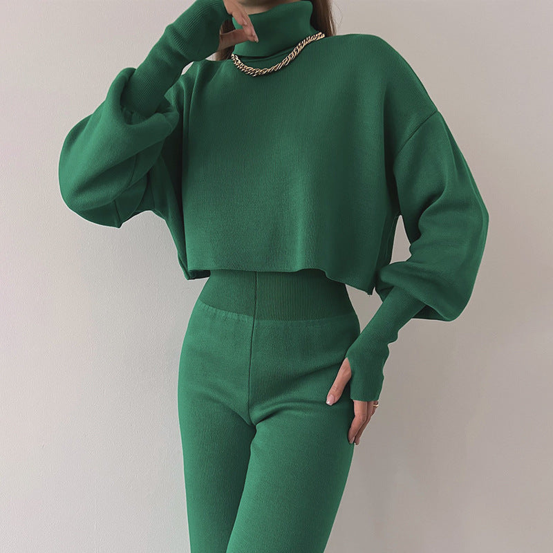 💕💃Seasonal Specials💃💕Women's Long-sleeve High Neck Crop Top and Pants Set