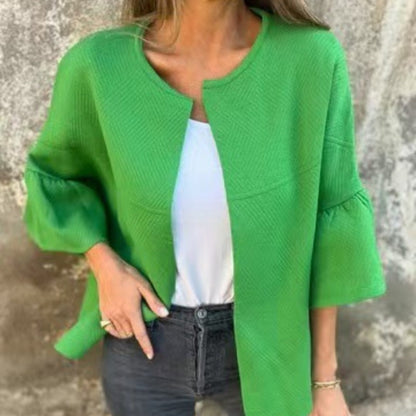 🌷Limited Time 51% OFF💞Women's Round Neck Flare Sleeve Short Jacket